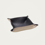 White and blue calf leather valet tray, handmade in Italy