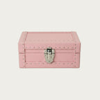 3-place pastel pink leather watch box with Alcantara lining