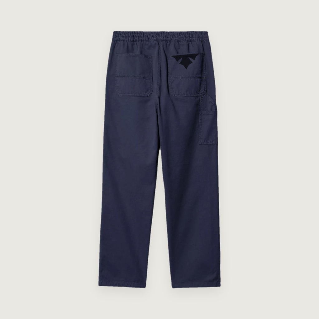 Twill Pants in navy, back, woven label at the pocket