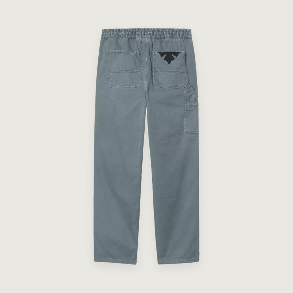 Twill Pants in steel, back, woven label at the pocket