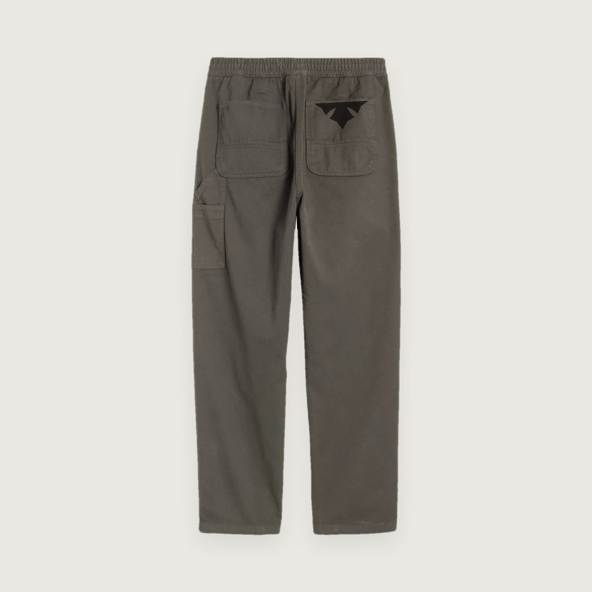 Twill Pants in taupe, back, woven label at the pocket