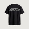 The Chrome T-Shirt in black, back, OBERNDÖRFER MILANO in bevelled chrome blackletter