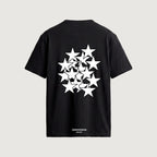 The Constellation T-Shirt in black, back, cluster of overlapping white stars