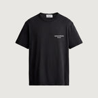 The Lattice T-Shirt in black, front, small lockup at the chest