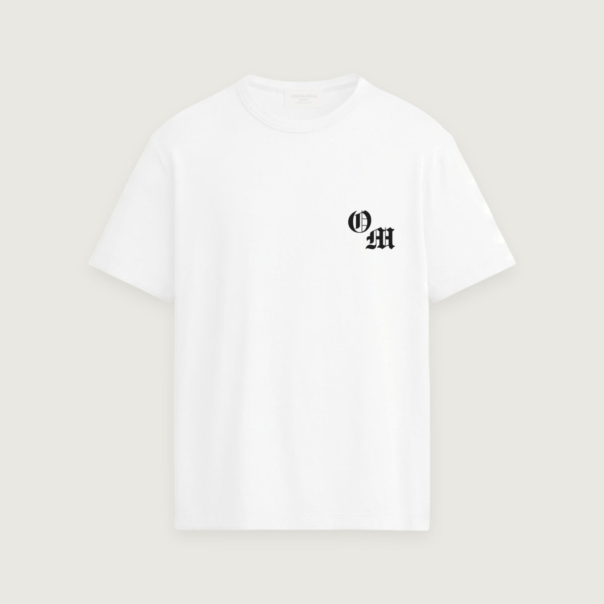 T-Shirt with Logo in white, front, OM monogram at the chest