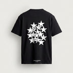 T-Shirt Star patch in black, back, cluster of overlapping white stars