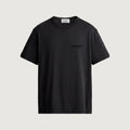 The Tonal Wordmark T-Shirt in black, front, Oberndörfer Milano embroidered at the chest in matching black thread