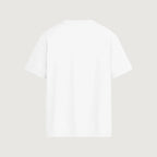The Embroidered T-Shirt in white, back, left plain