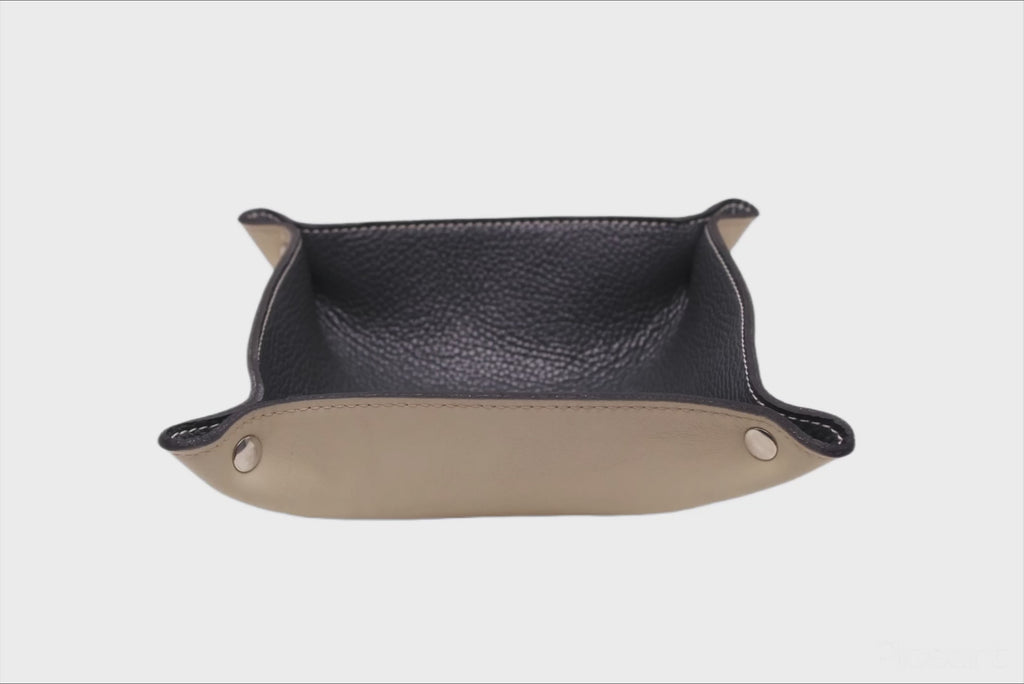 White/Blue Leather Tray - Oberndörfer & CO