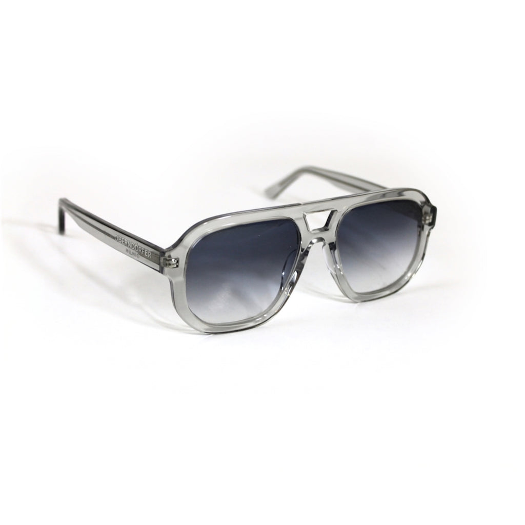 Milano handmade transparent grey acetate aviator sunglasses with German Zeiss gradient lenses made in Italy.